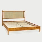 Omega Solid Wood Rattan Platform Bed with Headboard - Image 4