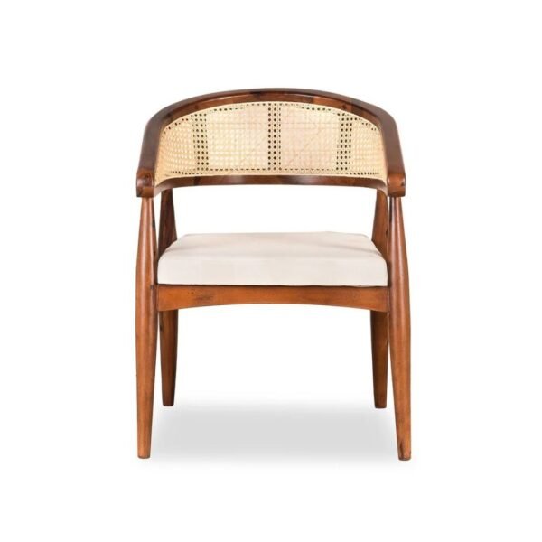Kana Solid Wood Rattan Cane Dining Chair with Cushion - Image 2