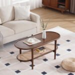 Vesa Solid Wood Rattan Oval Coffee Table