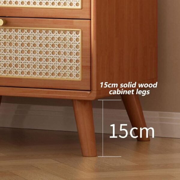 Vida Solid Wood Rattan Nightstand - Image 5