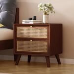 Vida Solid Wood Rattan Nightstand - Image 7