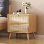 Vida Solid Wood Rattan Nightstand - Image 8