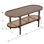 Vesa Solid Wood Rattan Oval Coffee Table - Image 9