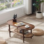 Vesa Solid Wood Rattan Oval Coffee Table - Image 2