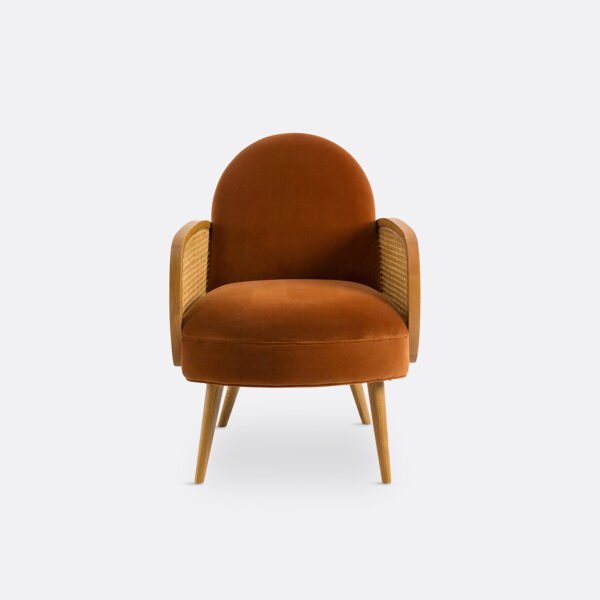 Para Upholstered and Rattan Solid Wood Armchair - Image 2