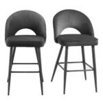 Dali Set of 2 Velvet Upholstered Counter Stools - Image 2