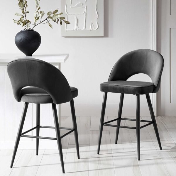 Dali Set of 2 Velvet Upholstered Counter Stools - Image 1