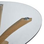 Round Glass Top Solid Wood Dining Table - Image 5