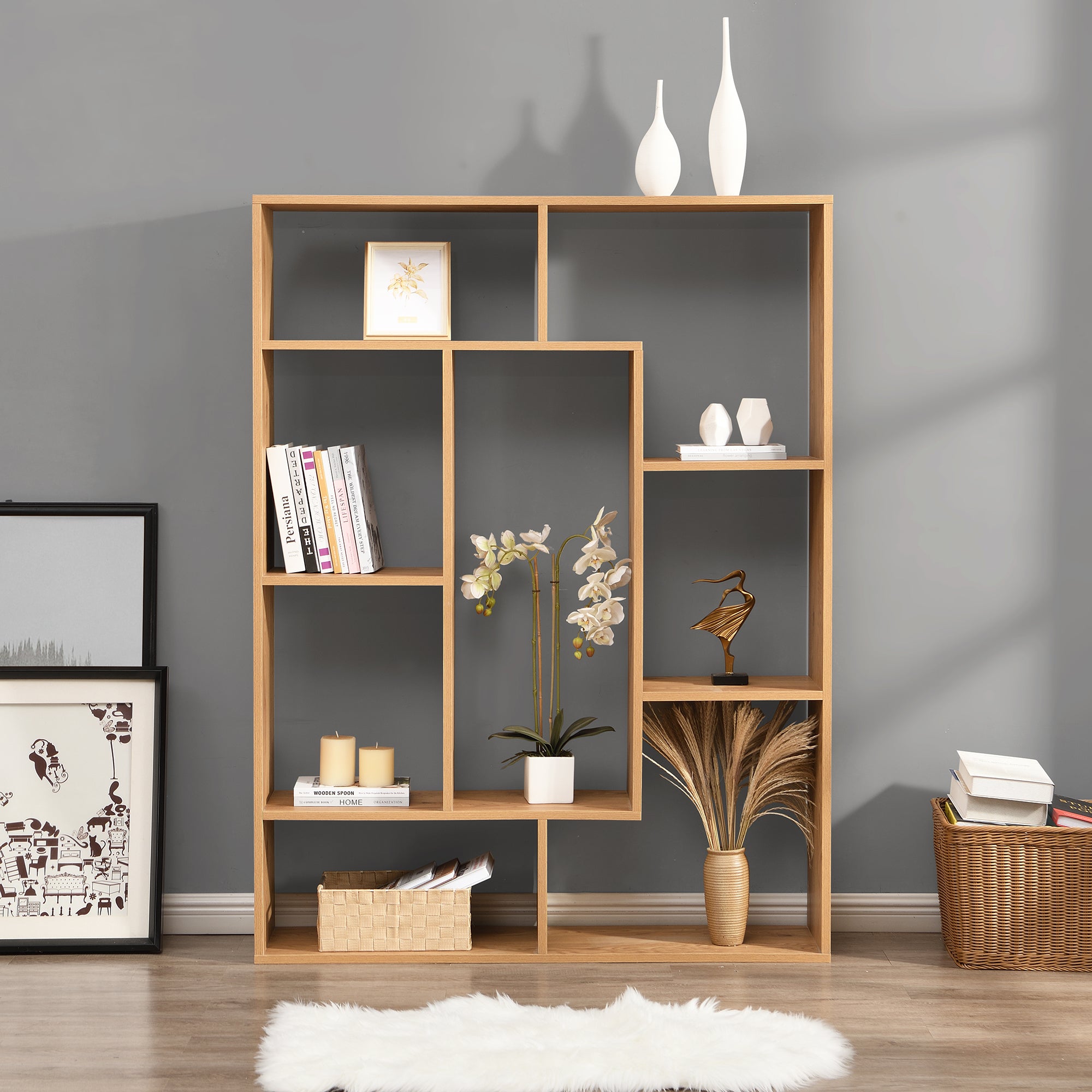 BSD-055_main Bisa Solid Wood 160cm Tall Bookcase / Display Shelving - Image 1
