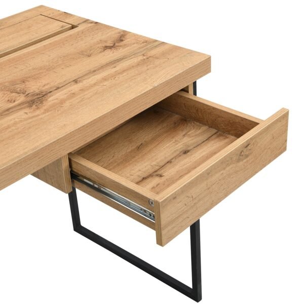 Vajo Solid Wood and Metal 1-Drawer Desk - Image 6