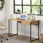 Vajo Solid Wood and Metal 1-Drawer Desk