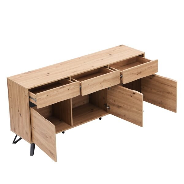 Bodo Solid Wood 3-Door 3-Drawer Large Sideboard - Image 5