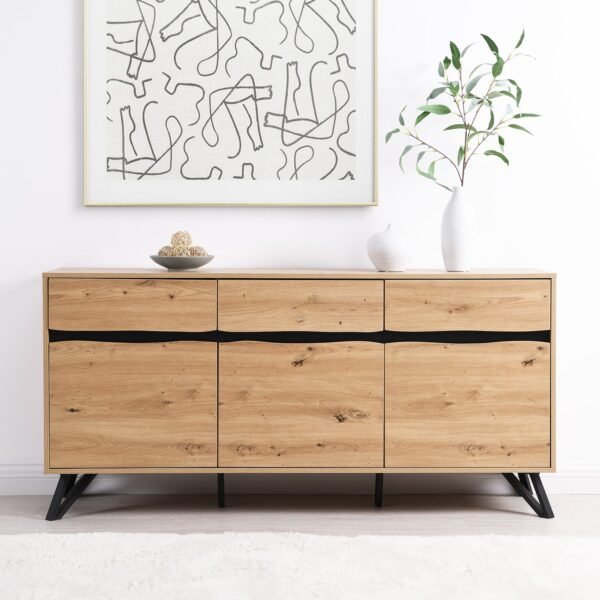Bodo Solid Wood 3-Door 3-Drawer Large Sideboard - Image 1