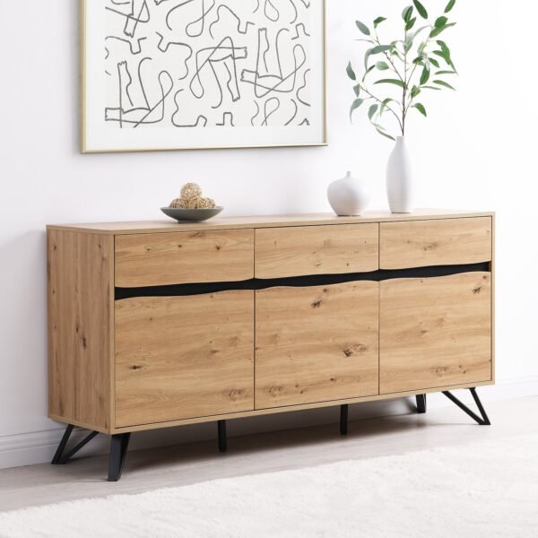 Bodo Solid Wood 3-Door 3-Drawer Large Sideboard - Image 2