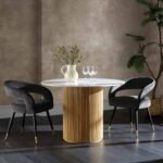 Round Pedestal Dining Table with Marble Top