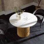 Round Pedestal Dining Table with Marble Top - Image 2