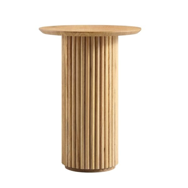 Round Pedestal Solid Wood Side Table - Image 8