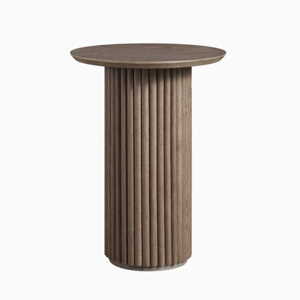 Round Pedestal Solid Wood Side Table - Image 3