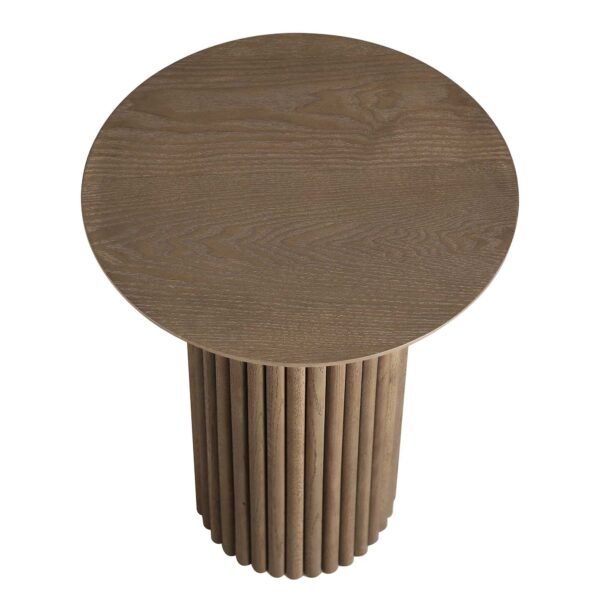 Round Pedestal Solid Wood Side Table - Image 4