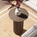Round Pedestal Solid Wood Side Table - Image 2