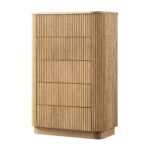 Fluted Solid Wood Chest of 5 Drawers - Image 4