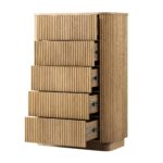Fluted Solid Wood Chest of 5 Drawers - Image 5