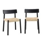 Bira Set of 2 Solid Wood and Jute Dining Chairs - Image 2