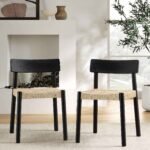 Bira Set of 2 Solid Wood and Jute Dining Chairs