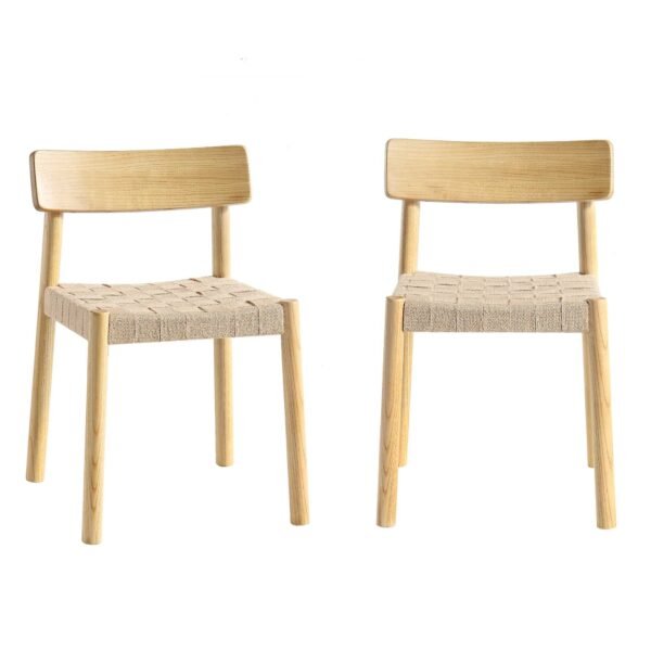 Bira Set of 2 Solid Wood and Jute Dining Chairs - Image 8