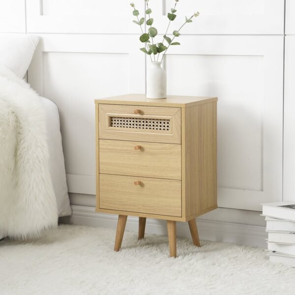 France Rattan 3-Drawer Bedside Table - Image 1
