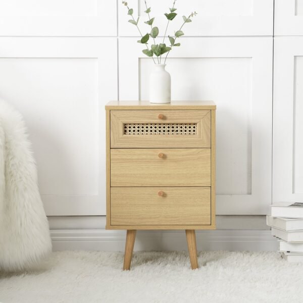 France Rattan 3-Drawer Bedside Table - Image 2