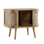 Curved Rattan Solid Wood Bedside Table - Image 9