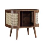 Curved Rattan Solid Wood Bedside Table - Image 3