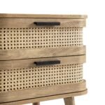Curved Rattan Solid Wood 2-Drawer Bedside Table - Image 6