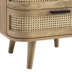 Curved Rattan Solid Wood 2-Drawer Bedside Table - Image 7