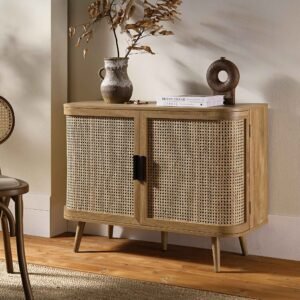 Curved Rattan 2-Door Small Sideboard