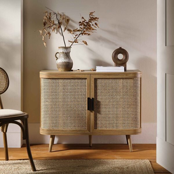 Curved Rattan 2-Door Small Sideboard - Image 2