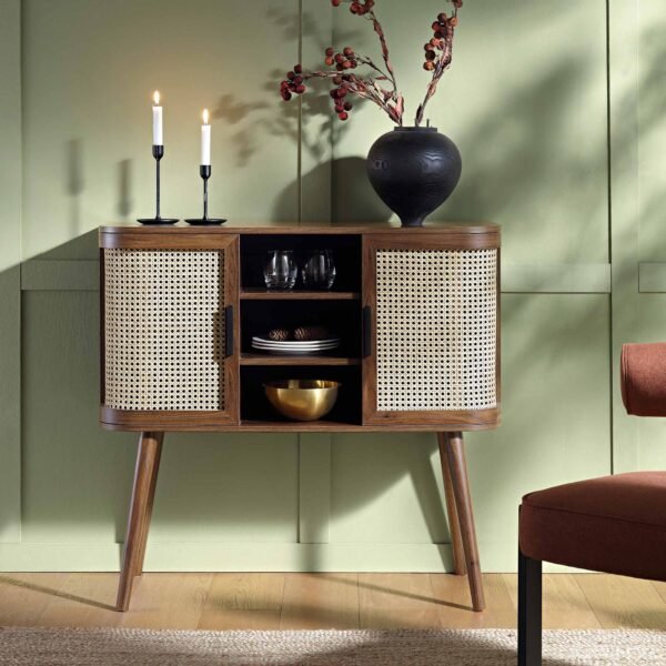 Curved Rattan 2-Door Buffet Sideboard - Image 2
