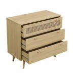 France Solid Wood Rattan Chest of 3 Drawer - Image 3