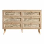 Classic Solid Wood Rattan Chest of 6 Drawers - Image 3