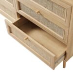 Classic Solid Wood Rattan Chest of 6 Drawers - Image 6