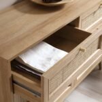 Classic Solid Wood Rattan Chest of 6 Drawers - Image 7