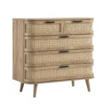 Curved Rattan Chest of 5 Drawers - Image 3