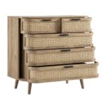 Curved Rattan Chest of 5 Drawers - Image 4