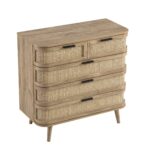 Curved Rattan Chest of 5 Drawers - Image 5