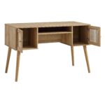 Classic Solid Wood Rattan 2-Door Desk - Image 5