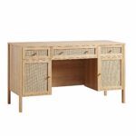 Classic Woven Rattan 3-Drawer Desk - Image 3