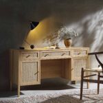 Classic Woven Rattan 3-Drawer Desk
