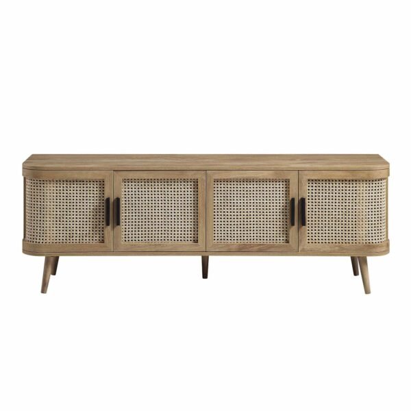 Curved Rattan 4-Doors Wide TV Unit - Image 3