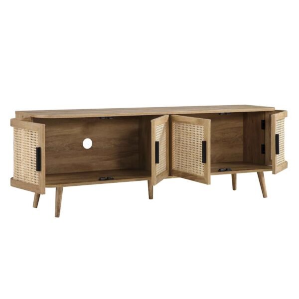 Curved Rattan 4-Doors Wide TV Unit - Image 4